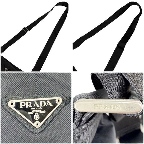Prada Crossbody Bag Shoulder Bag Black Triangle Logo Triangle Logo Plate - Picture 7 of 10